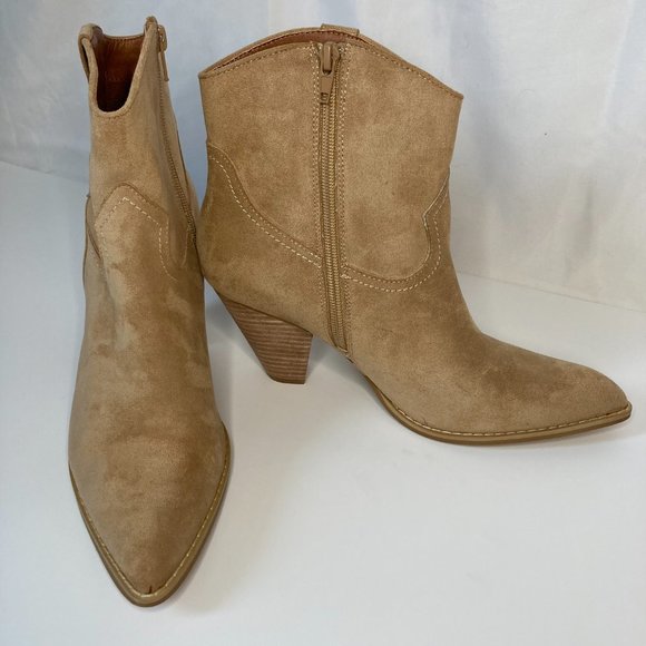 Mi.im Cosette Western Heeled Ankle Boots Size 8 1/2 Almond Tan in Color NEW. - Picture 5 of 8